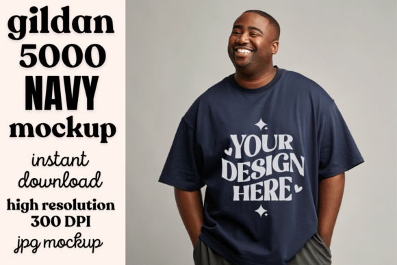 Download American Man Navy Gildan 5000 Mockup - Premium Bundle