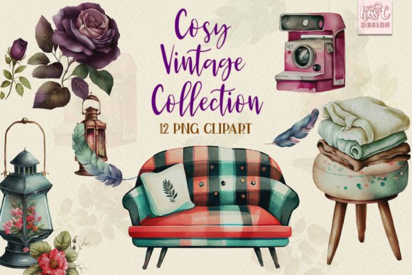 Download Cosy Vintage Watercolor Clipart - Vintage Collection