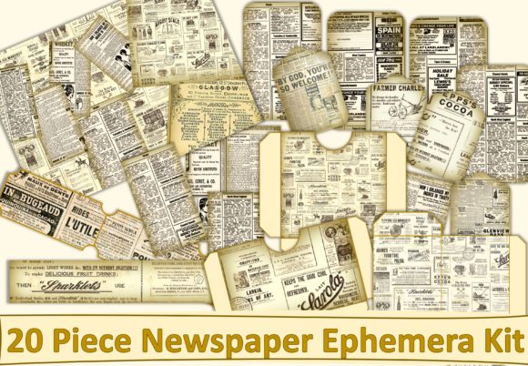 Download Vintage Newspaper Ephemera Kit - Vintage Collection