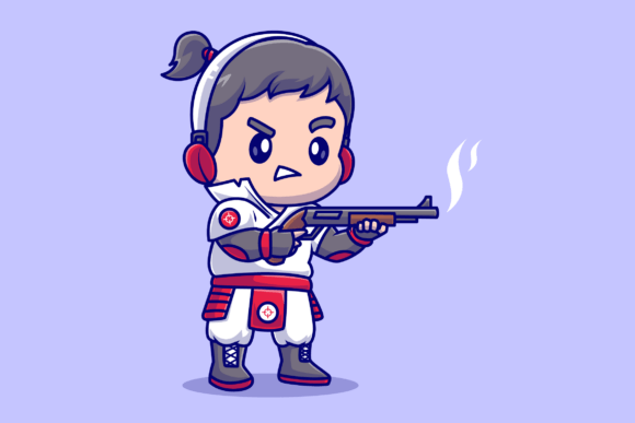 Download Cute Girl Shooting with Shotgun Weapon - Premium Resources