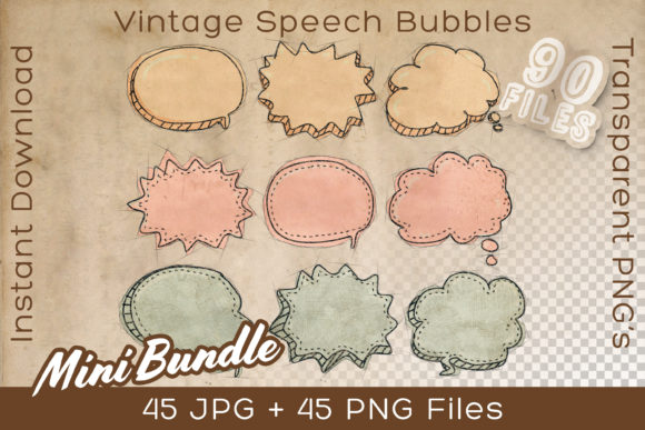 Download Speech Bubble Bundle Vintage Art Drawing - Vintage Collection