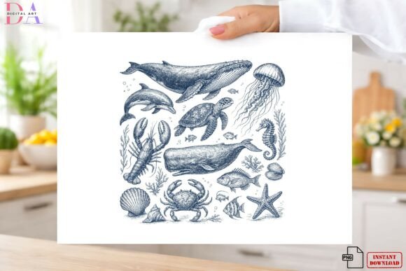 Download Vintage Ocean Animals PNG, Marine Life - Vintage Collection