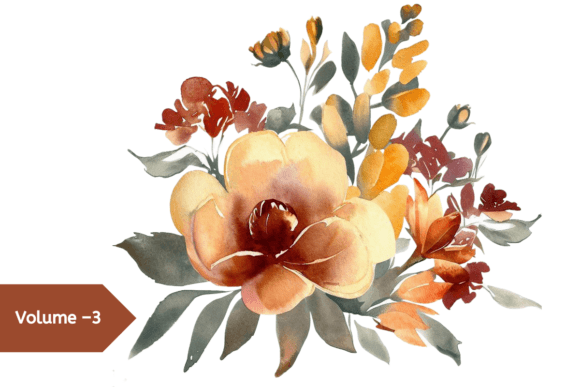 Download Vintage Autumn Watercolor Flowers Vol–3 - Vintage Collection