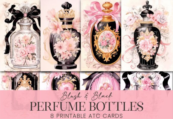 Download Black Pink Vintage French Perfume Bottle - Vintage Collection