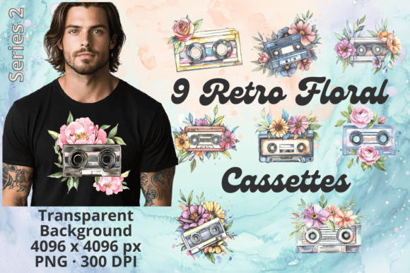 Download Watercolor Retro Cassette Floral Set 2 - Retro cassette Collection