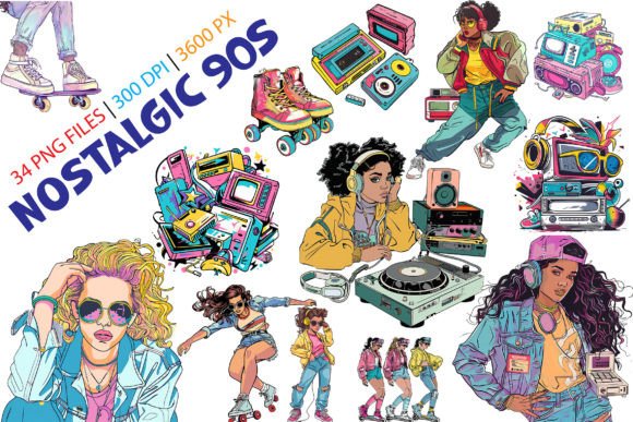 Download 34 Nostalgic 90s Retro Vintage Clip Art - Vintage Collection