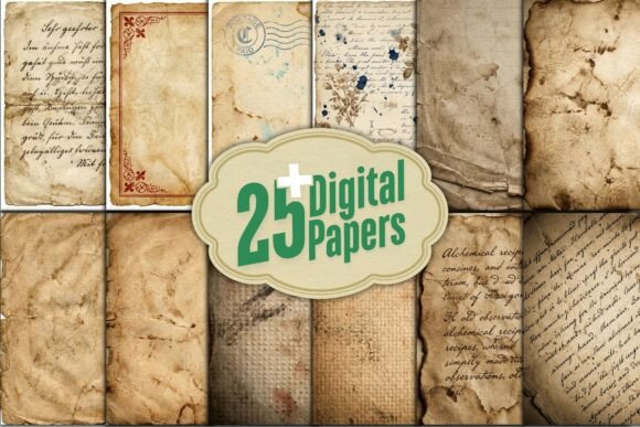 Download Vintage Ephemera Digital Papers - Vintage Collection