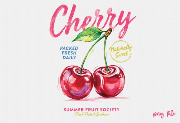 Download Summer Cherry Retro Vintage Fruit PNG - Vintage Collection