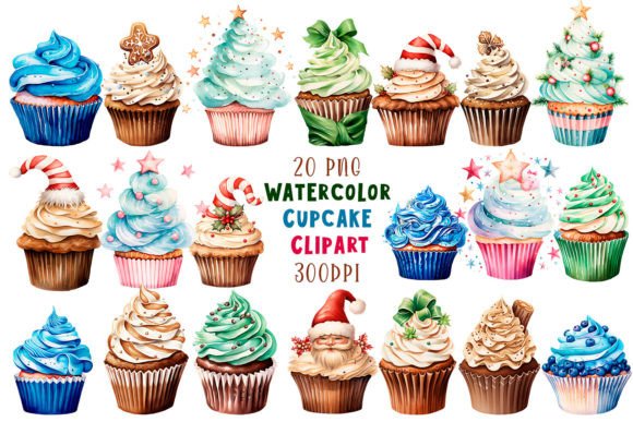 Download Vintage Christmas Cupcake Clipart Bundle - Vintage Collection